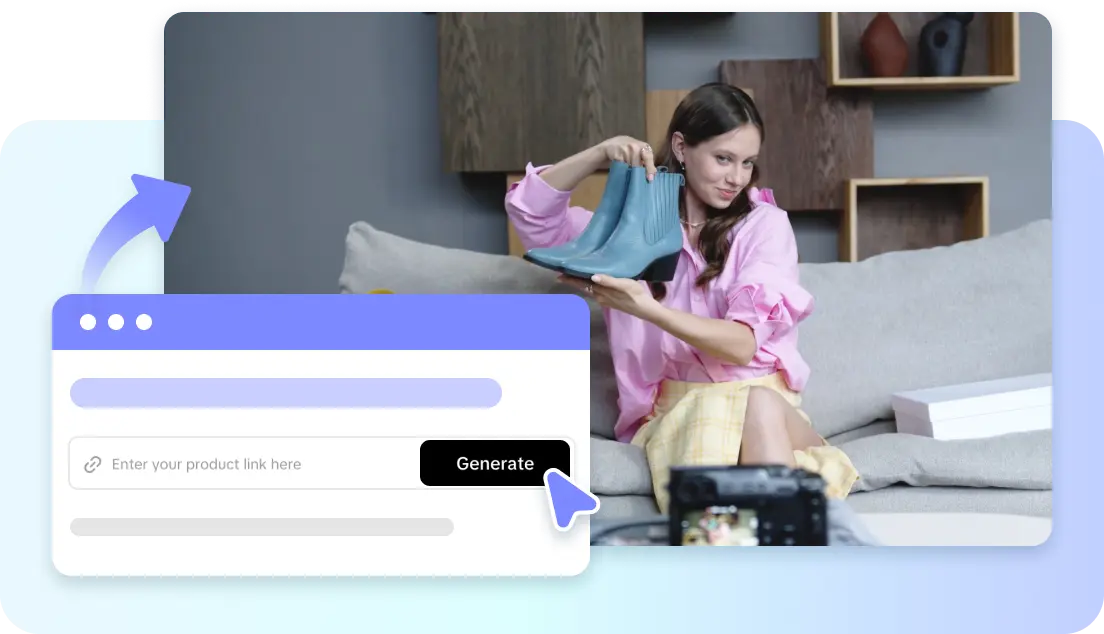 Pippit video generator interface with a room makeover example